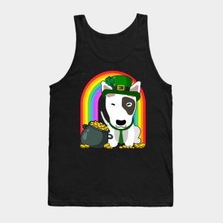 Bull Terrier Rainbow Irish Clover St Patrick Day Dog Gift print Tank Top